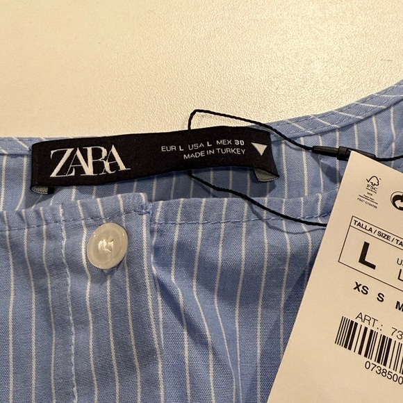 Zara Light Blue Striped Blouse - Picture 3 of 4